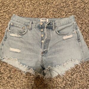 Agolde light blue jeans shorts with button fly